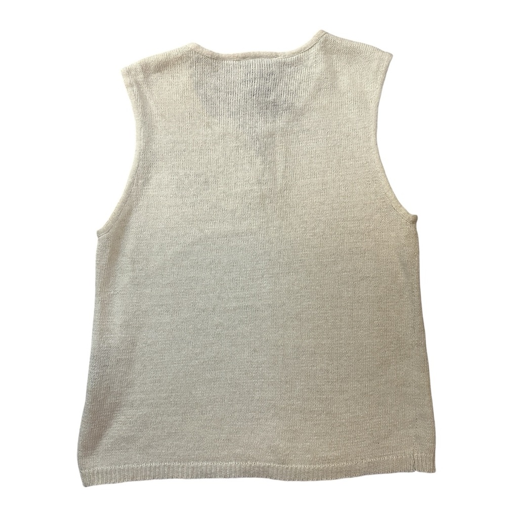 Vintage Harley Davidson Vneck Leather Tie Sweater Tank Ivory Medium - Picture 4 of 6